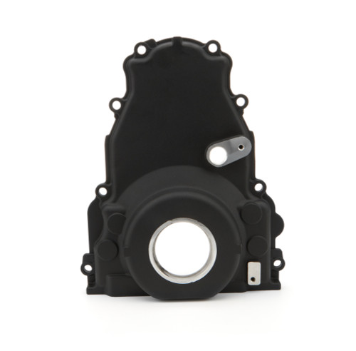 Timing Cover - 1-Piece - Cam Sensor - Aluminum - Black Paint - GM LS-Series - Each