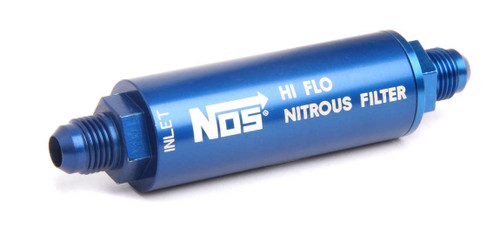 Nitrous Oxide Filter - Hi-Flo - In-Line - 140 Micron - Stainless Element - 6 AN Male Inlet - 6 AN Male Outlet - Aluminum - Blue Anodized - Kit