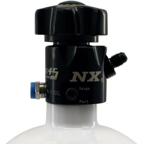 Nitrous Oxide Bottle Valve - Lightning 45 - 45 Degree - Pickup Tube - Aluminum - Black Anodized - 10 lb Bottles - Each