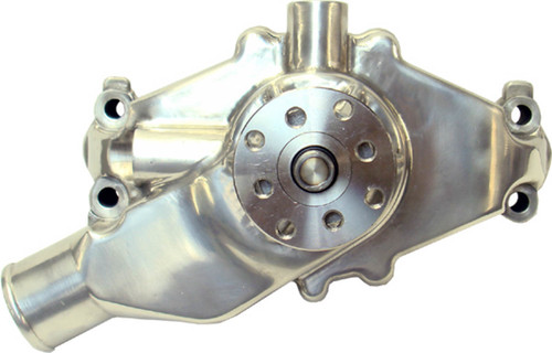 Water Pump - Mechanical - High Flow - 5/8 in Pilot - Short Design - Aluminum - Polished - Small Block Chevy - Each