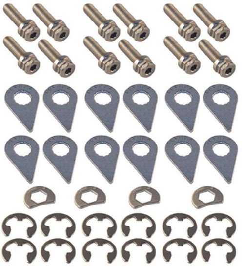 Header Bolt - Locking - 5/16-18 in Thread - 0.875 in Long - Hex Head - Steel - Nickel Plated - Small Block Mopar - Set of 12