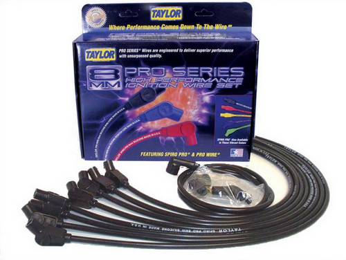 Spark Plug Wire Set - Spiro-Pro - Spiral Core - 8 mm - Black - 135 Degree Plug Boots - Socket Style - Over Valve Cover - Big Block Chevy - Kit