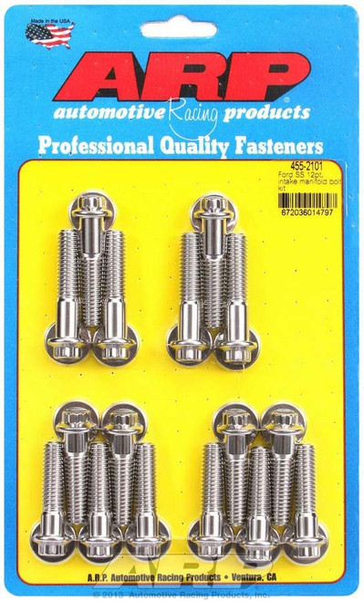 Intake Manifold Bolt Kit - 12 Point Head - Stainless - Polished - Big Block Ford - Kit