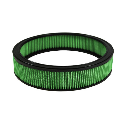 Air Filter Element - Round - 14 in Diameter - 3 in Tall - Reusable Cotton - Green - Various GM Applications - Each