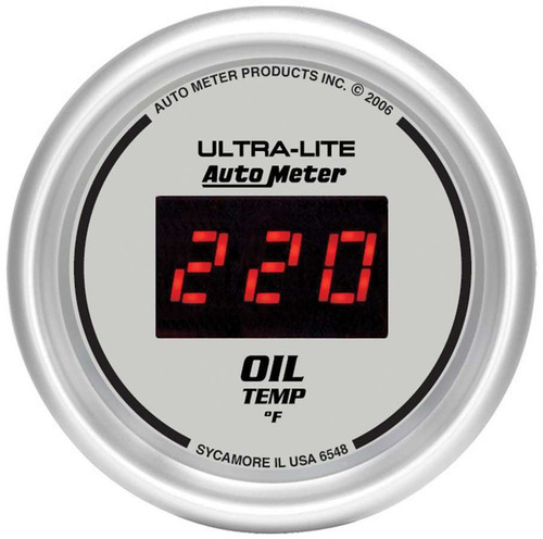Oil Temperature Gauge - Ultra-Lite - 0-340 Degree F - Electric - Digital - 2-1/16 in Diameter - Silver Face - Each