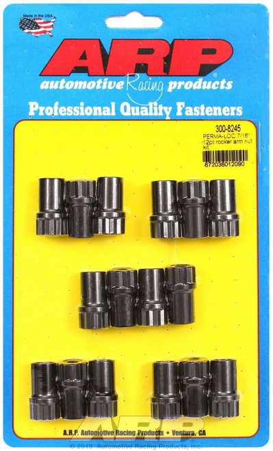 Rocker Arm Nut - 7/16-20 in Thread - 0.550 in Shank Diameter - 1.200 in Long - Chromoly - Black Oxide - Aluminum Rockers - Set of 16
