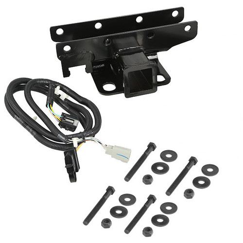 Hitch Receiver - 2 in Receiver - 2500 lb Max Gross Weight - Wiring Harness Included - Steel - Black Powder Coat - Jeep Wrangler JK 2007-18 - Kit
