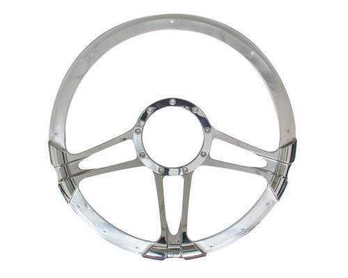 Steering Wheel - Select Edition - Monaco - 14 in Diameter - 2 in Dish - 3-Spoke - Milled Finger Notches - Billet Aluminum - Polished - Each
