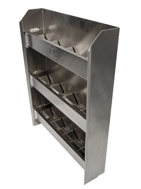 Gear Case Rack - Double - 17.5 in Long - 22 in Tall - 4.25 in Deep - 24 Gear Capacity - Aluminum - Natural - Each