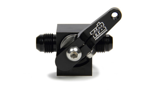 Shutoff Valve - Waterman Style - Fuel Shutoff - In-Line - 6 AN Male Inlet - 6 AN Male Outlet - Aluminum - Black Anodized - Each