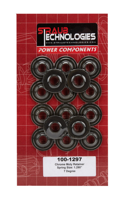 Valve Spring Retainer - 7 Degree - 1.102 in OD Step - 1.290 in Spring - Chromoly - Black Oxide - Set of 16