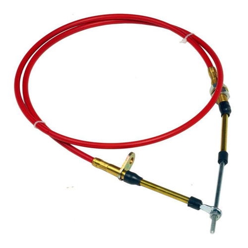 Shifter Cable - 4 ft Long - 2-1/2 in Stroke - Threaded / Eyelet Ends - Steel Cable - Plastic Liner - Red - B&M Shifters - Each