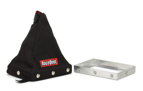 Shifter Boot - 7-1/2 x 5-1/2 in Base - 9 in Tall - Aluminum / Fire Retardant Cotton FR3 - Black - Kit