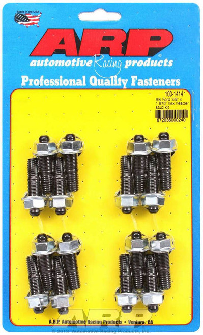 Header Stud - 3/8 in Diameter - 1.67 in Long - Hex Nuts - Chromoly - Black Oxide - Ford - Set of 16 Header Stud - 3/8 in Diameter - 1.67 in Long - Hex Nuts - Chromoly - Black Oxide - Ford - Set of 16