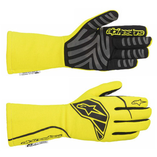 Driving Gloves - Tech-1 Start V3 - SFI 3.3/5 - FIA Approved - 2 Layer - Aramid / Silicone - Elastic Cuff - Fluorescent Yellow - Medium - Pair