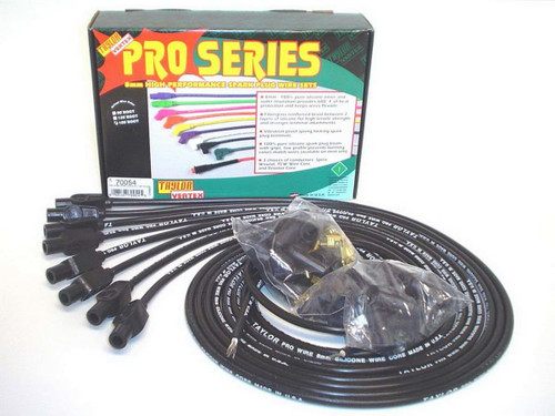 Spark Plug Wire Set - Pro Wire - Solid Core - 8 mm - Black - Straight Plug Boots - HEI / Socket Style - Cut-To-Fit - V8 - Kit