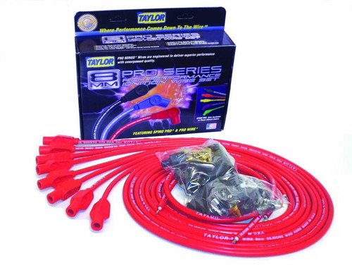 Spark Plug Wire Set - Pro Wire - Solid Core - 8 mm - Red - Straight Plug Boots - HEI / Socket Style - Cut-To-Fit - V8 - Kit