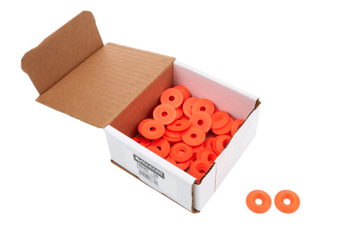 Countersunk Washer - 1/4 in ID - 1 in OD - Plastic - Neon Orange - Set of 50