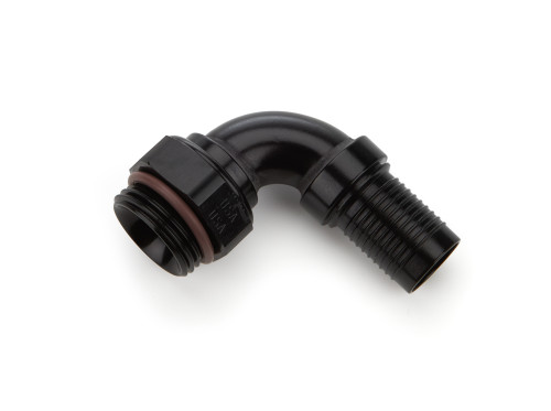 Fitting - Hose End - HS-79 - 90 Degree - 12 AN Hose Crimp to 12 AN Male O-Ring - Aluminum - Black Anodized - Each