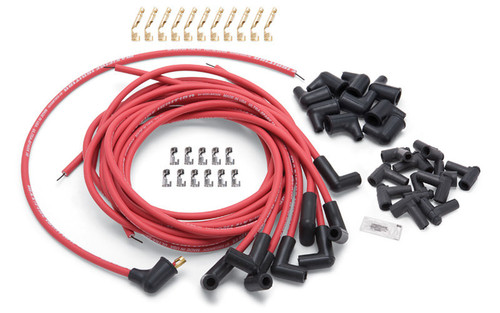 Spark Plug Wire Set - Max-Fire - Spiral Core - 8.5 mm - Red - 90 Degree Plug Boots - HEI / Socket Style - Cut-To-Fit - V8 - Kit