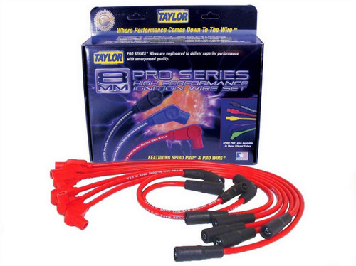 Spark Plug Wire Set - Spiro-Pro - Spiral Core - 8 mm - Red - Factory Style Plugs / Terminals - HEI Style Terminal - Chevy V6 - Kit