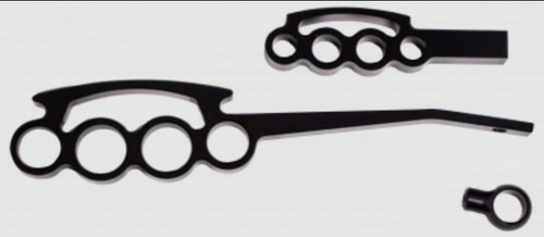 Steering Column Lever - Grip Style - Hazard / Turn Signal - Aluminum - Black Powder Coat - Kit