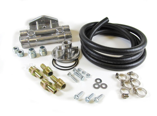 Remote Oil Filter - Deluxe - Single Filter - 1-16 in Thread Adapter - 8 ft Hose - Fittings / Hardware / Remote Dual Filter Mount - Universal - Kit