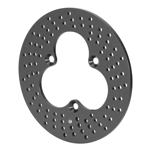 Brake Rotor - Drilled - 10.95 in OD - 0.31 in Thick - 3 x 5.00 in Bolt Pattern - Aluminum - Black Anodized - Sprint Car - Each
