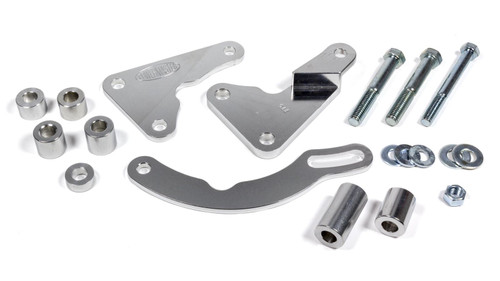 Alternator Bracket - Driver Side - Low Mount - Block Mount - Aluminum - Natural - 110 mm / 118 mm Alternators - Big Block Chevy - Kit