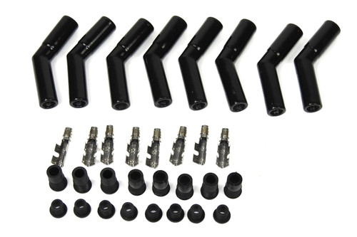 Boot / Terminal Kit - Spark Plug - 8 mm - Ceramic - Black - 45 Degree - Set of 8