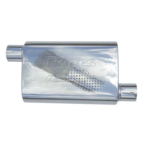 Muffler - Race Pro - 2-1/2 in Offset Inlet - 2-1/2 in Offset Outlet - 9-1/2 x 4-1/2 in Oval Body - 14 in Long - Stainless - Each