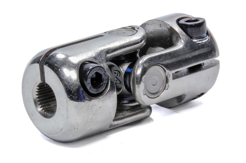 Steering Universal Joint - Single Joint - 3/4 in Double D to 9/16 in 30 Spline - Stainless - Polished - Each