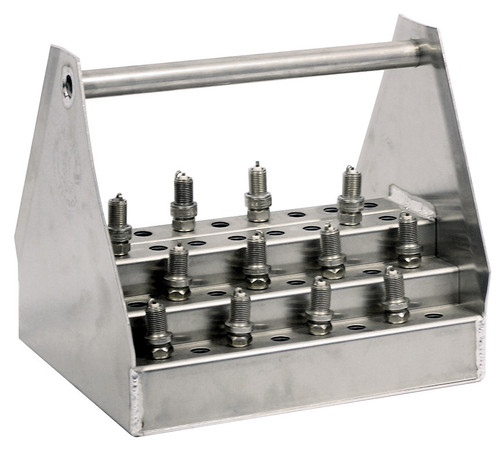 Spark Plug Rack - Junior - 10.5 x 9 x 8.25 in - 48 Plug Capacity - Aluminum - Natural - Each
