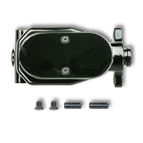 Master Cylinder - 1.125 in Bore - Slimline Style - Dual Integral Reservoir - Aluminum - Black Paint - Various Applications 1958-74 - Kit