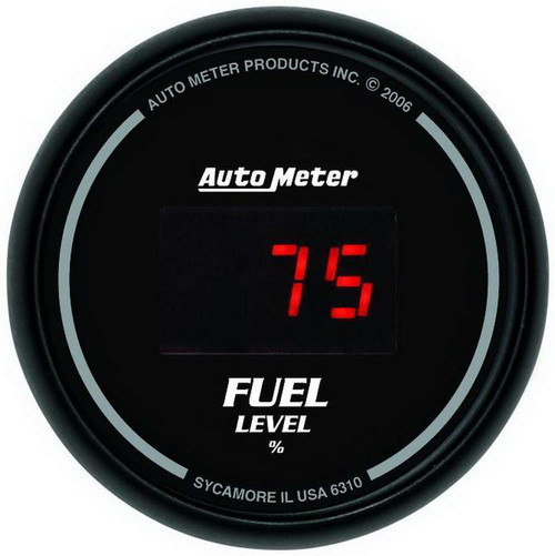 Fuel Level Gauge - Sport-Comp - 0-280 ohm - Electric - Digital - 2-1/16 in Diameter - Programmable - Black Face - Each