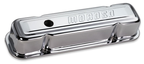 Valve Cover - Tall - Baffled - Moroso Logo - Steel - Chrome - Pontiac V8 - Pair