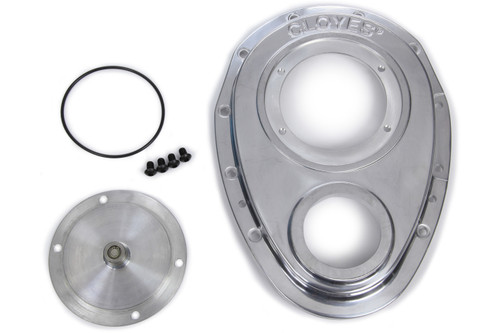 Timing Cover - Quick Button - 2-Piece - Aluminum - Polished - Small Block Chevy - Kit