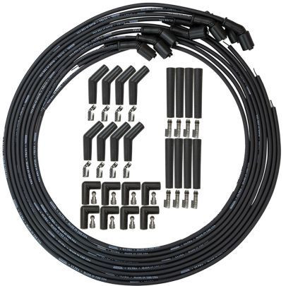 Spark Plug Wire Set - Ultra 350 - Spiral Core - 8 mm - Black - GM LS-Series / LT-Series - Kit
