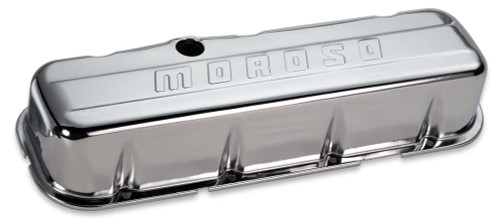Valve Cover - Tall - Baffled - Moroso Logo - Steel - Chrome - Big Block Chevy - Pair