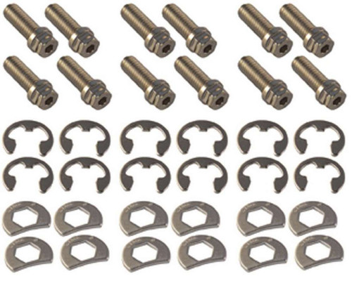 Header Bolt - Locking - 3/8-16 in Thread - 1 in Long - Hex Head - Steel - Nickel Plated - GM V6 / Small Block Chevy - Set of 12