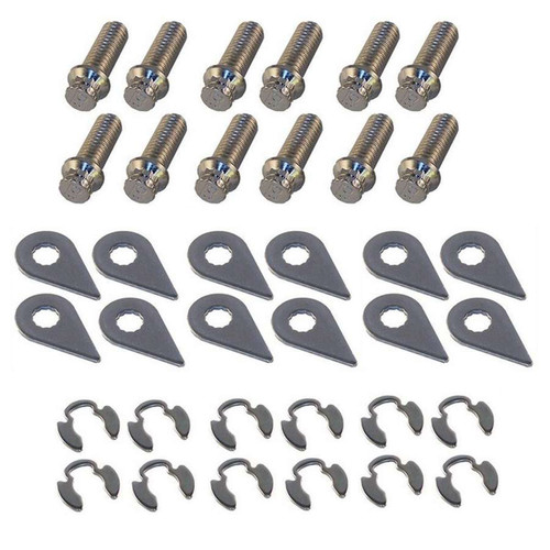 Header Bolt - Locking - 3/8-16 in Thread - 1 in Long - 12 Point Head - Steel - Nickel Plated - Various Applications - Set of 12