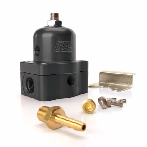 Fuel Pressure Regulator - 30 to 70 psi - In-Line - 6 AN Female O-Ring Inlet - 6 AN Female O-Ring Outlet - 6 AN Female O-Ring Return - 1/8 in NPT Port - Black Anodized - Each Fuel Pressure Regulator - 30 to 70 psi - In-Line - 6 AN Female O-Ring Inlet - 6 AN Female O-Ring Outlet - 6 AN Female O-Ring Return - 1/8 in NPT Port - Black Anodized - Each