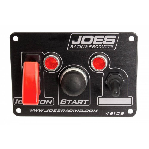 Switch Panel - Dash Mount - 5 x 3-1/2 in - 1 Safety Cover Toggle / 1 Momentary Button / 1 Toggle - Indicator Lights - Black - Kit