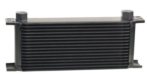 Fluid Cooler - 13 x 5.563 x 2 in - Plate Type - 10 AN Female O-Ring Inlet / Outlet - Aluminum - Black Powder Coat - Universal - Each