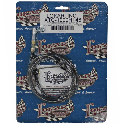 Throttle Cable - Hi-Tech - 4 ft Long - Hardware Included - Braided Stainless - Black Universal - Kit