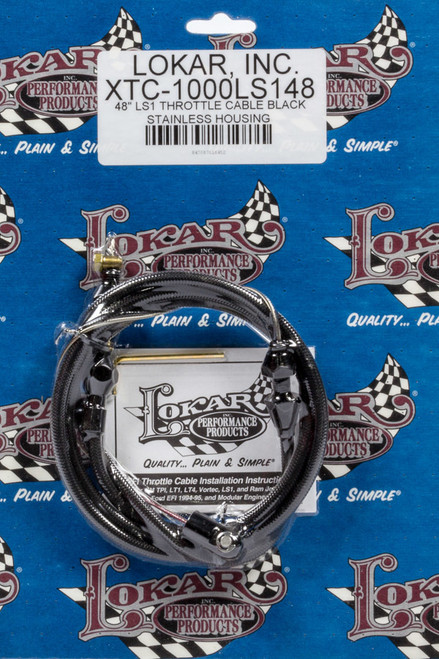 Throttle Cable - Hi-Tech - 4 ft Long - Hardware Included - Braided Stainless - Black - GM LS-Series - Kit