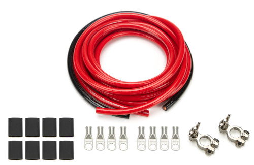 Battery Cable Kit - 4 Gauge - Top Mount Battery Terminals - Terminals / Heat Shrink Included - Copper - 15 ft Red / 2 ft Black - Kit