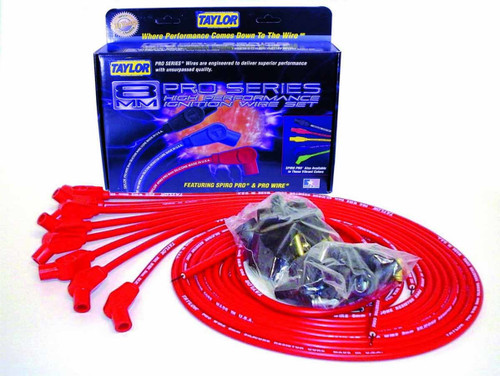 Spark Plug Wire Set - Pro Wire - Spiral Core - 8 mm - Red - 135 Degree Plug Boots - HEI / Socket Style - Cut-To-Fit - V8 - Kit