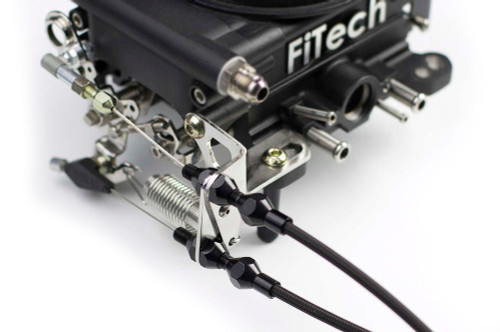 Throttle Cable Bracket - Throttle Body Mount - Kickdown / Return Springs - Stainless - Polished - Lokar Cable - Fitech Fuel Injection - Kit Throttle Cable Bracket - Throttle Body Mount - Kickdown / Return Springs - Stainless - Polished - Lokar Cable - Fitech Fuel Injection - Kit