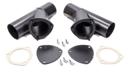 Exhaust Cut-Out - Quick-Eze - Manual - Weld-On - Dual - 3 in Pipe Diameter - Blockoff Plates / Hardware Included - Steel - Black Paint - Pair